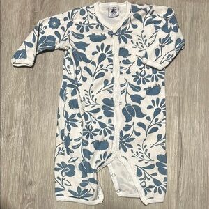 Floral Blue and White Kids One Piece